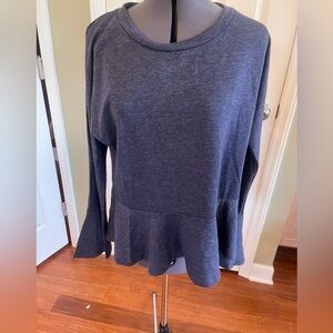 Navy long sleeve top with bell hem and sleeves